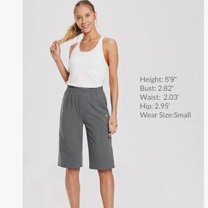 BALEAF Women's Capri Yoga Pants 17" inseam Cotton Drawstring Workout
